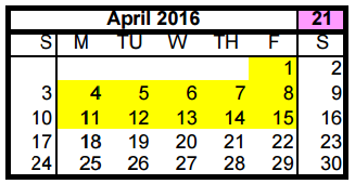 District School Academic Calendar for Nimitz High School for April 2016