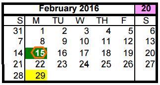 District School Academic Calendar for Nimitz High School for February 2016