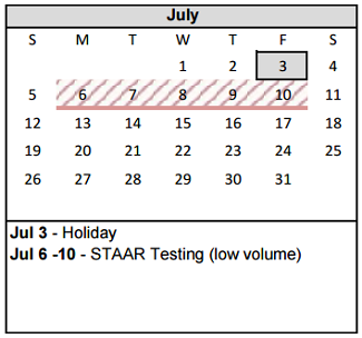 District School Academic Calendar for Amarillo High School for July 2015