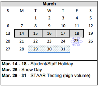 District School Academic Calendar for Fannin Middle for March 2016