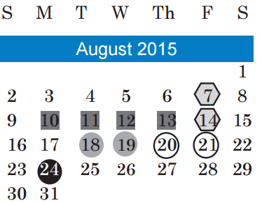 District School Academic Calendar for Brentwood Elementary for August 2015