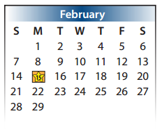District School Academic Calendar for Kahla Middle School for February 2016