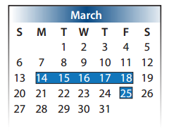 District School Academic Calendar for Kahla Middle School for March 2016
