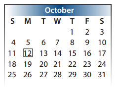 District School Academic Calendar for Kahla Middle School for October 2015