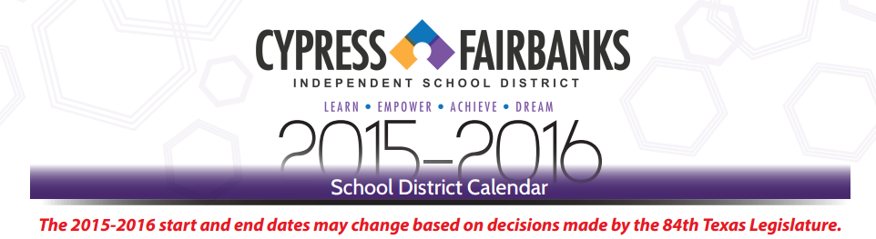 District School Academic Calendar for Cy-fair High School