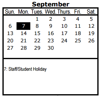 District School Academic Calendar for Gabe P Allen Elementary School for September 2015