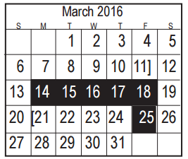 District School Academic Calendar for Bonnette Jr High for March 2016