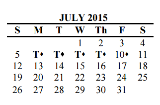 District School Academic Calendar for John P Ojeda Jr High for July 2015