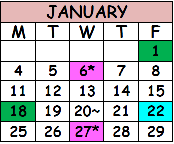 District School Academic Calendar for Lake Shore Middle School for January 2016