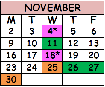 District School Academic Calendar for Gregory Drive Elementary School for November 2015