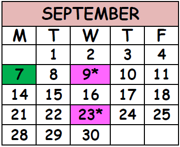 District School Academic Calendar for Gregory Drive Elementary School for September 2015