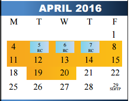 District School Academic Calendar for Nixon Elementary for April 2016