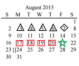 District School Academic Calendar for Frisco High School for August 2015