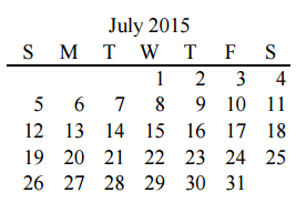 District School Academic Calendar for Liberty High School for July 2015