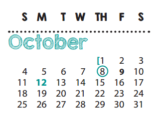 District School Academic Calendar for Vernal Lister Elementary for October 2015