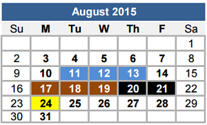 District School Academic Calendar for Cooper Elementary School for August 2015