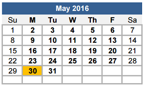 District School Academic Calendar for Cooper Elementary School for May 2016
