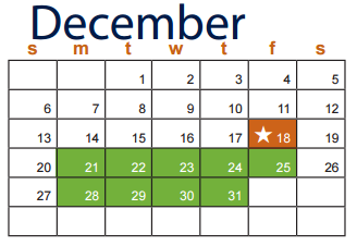 District School Academic Calendar for Ellison High School for December 2015