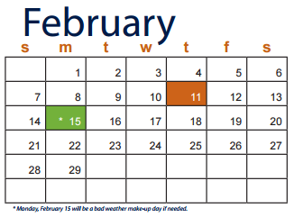 District School Academic Calendar for Ellison High School for February 2016