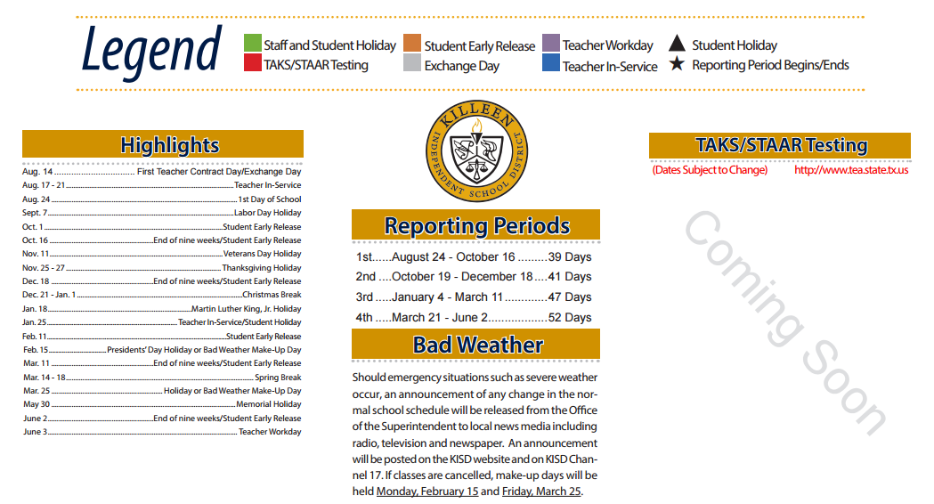 District School Academic Calendar Key for Ellison High School