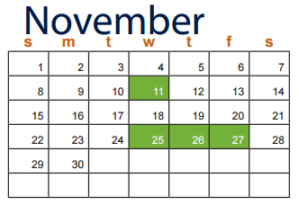 District School Academic Calendar for Ellison High School for November 2015