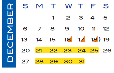 District School Academic Calendar for Navarro Middle for December 2015