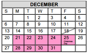 District School Academic Calendar for Mcallen High School for December 2015