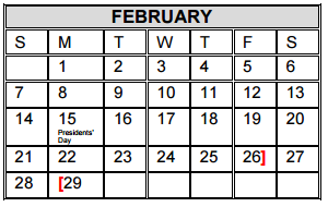 District School Academic Calendar for Castaneda Elementary for February 2016
