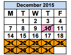 District School Academic Calendar for Glades Middle School for December 2015