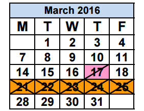 District School Academic Calendar for Glades Middle School for March 2016