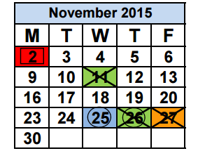 District School Academic Calendar for Citrus Grove Elementary School for November 2015