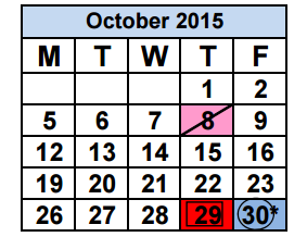 District School Academic Calendar for Glades Middle School for October 2015