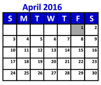 District School Academic Calendar for Kings Manor Elementary for April 2016