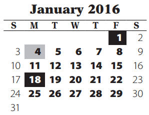 District School Academic Calendar for Bryan Middle School for January 2016