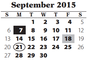 District School Academic Calendar for Bryan Middle School for September 2015