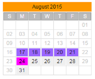 District School Academic Calendar for Oak Ridge High School for August 2015