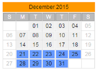District School Academic Calendar for West Orange High School for December 2015