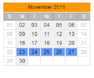 District School Academic Calendar for Orange Center Elementary School for November 2015