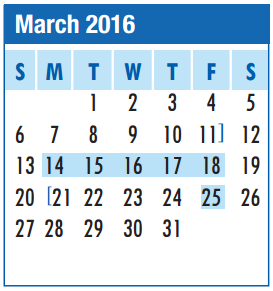 District School Academic Calendar for Thompson Intermediate for March 2016