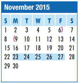 District School Academic Calendar for Thompson Intermediate for November 2015