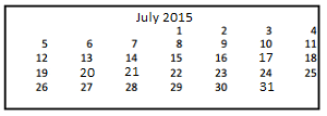 District School Academic Calendar for Magdalena Middle for July 2015