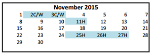 District School Academic Calendar for Magdalena Middle for November 2015