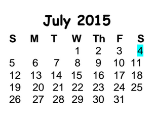 District School Academic Calendar for Cedar Valley Middle for July 2015