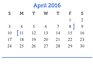 District School Academic Calendar for Central Freshman Campus for April 2016