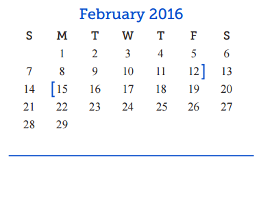 District School Academic Calendar for Central Freshman Campus for February 2016