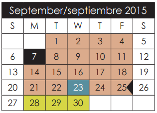 District School Academic Calendar for John Drugan School for September 2015
