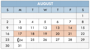 District School Academic Calendar for South Waco Elementary School for August 2015
