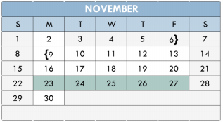 District School Academic Calendar for South Waco Elementary School for November 2015