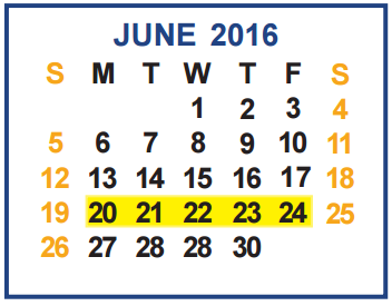 District School Academic Calendar for Margo Elementary for June 2016