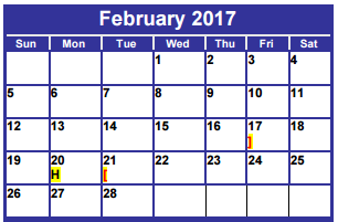 District School Academic Calendar for Dyess Elementary for February 2017